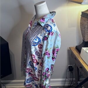 John Mark Pink and Green Floral Shirt